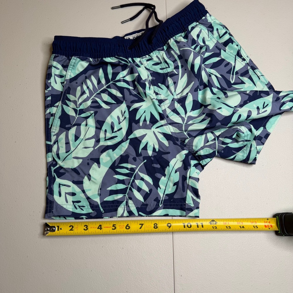 American Eagle Mens XS Tropical Leaf Swim Trunks Navy Teal 5 Inch Inseam Shorts - Picture 9 of 12